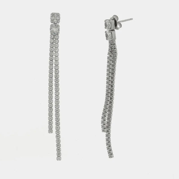 Orecchini in Argento 925 multifilo con zirconi pendenti