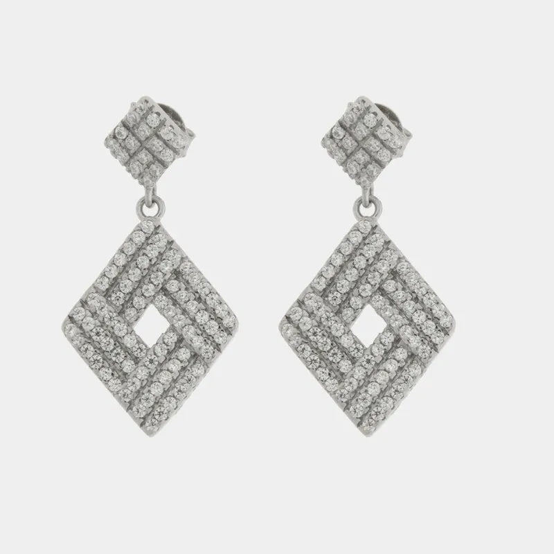 Orecchini in Argento 925 rombo con zirconi