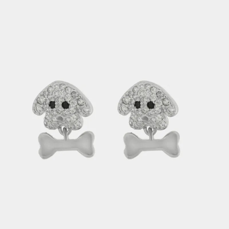 Orecchini in Argento 925 con cane e osso