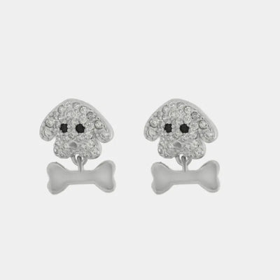 Orecchini in Argento 925 con cane e osso
