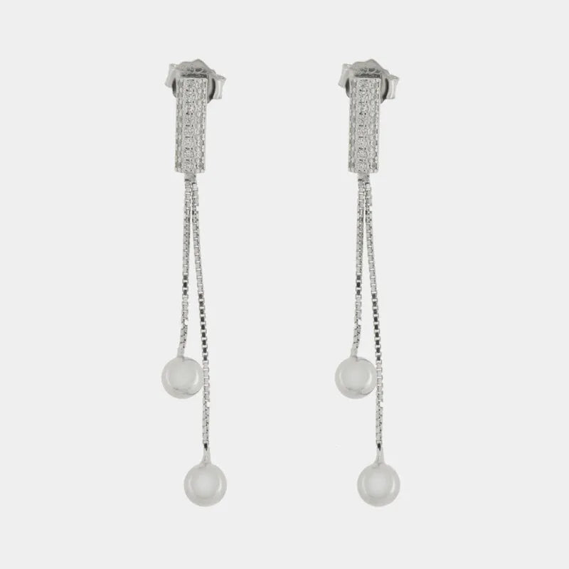 Orecchini in Argento 925 con zirconi e sfere pendenti