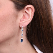 Orecchini in Argento 925 zirconi ovali blu