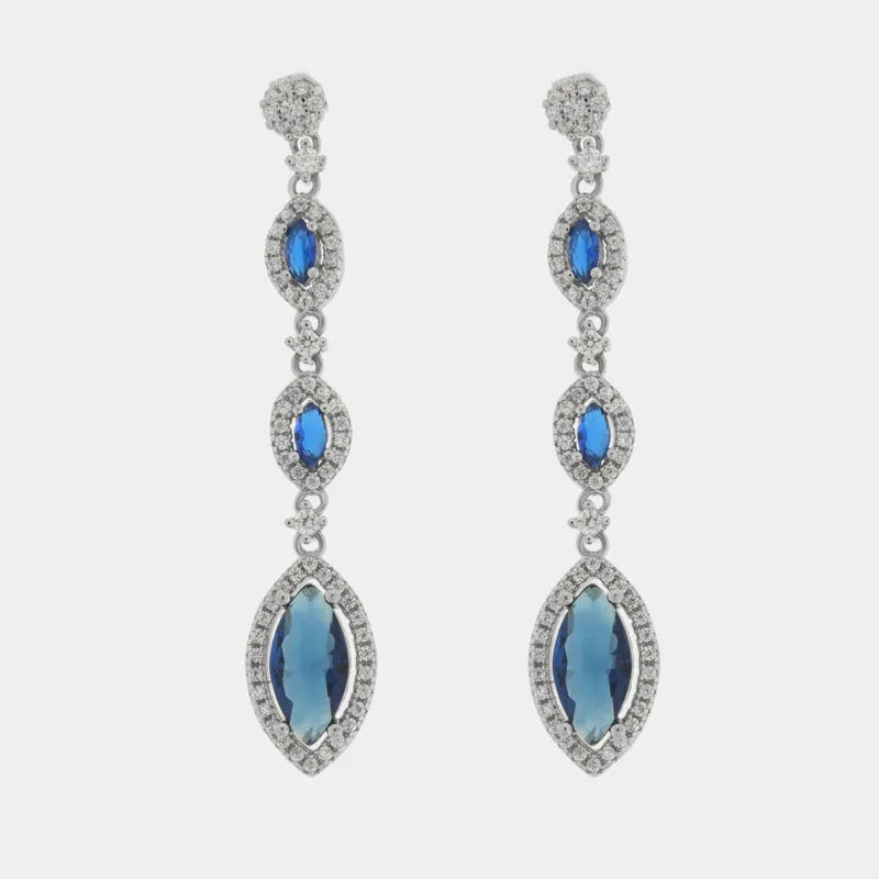 Orecchini in Argento 925 zirconi ovali blu