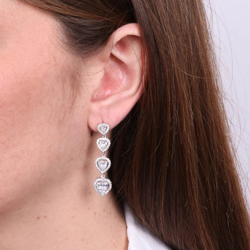 Orecchini in Argento 925 con cuori pendenti