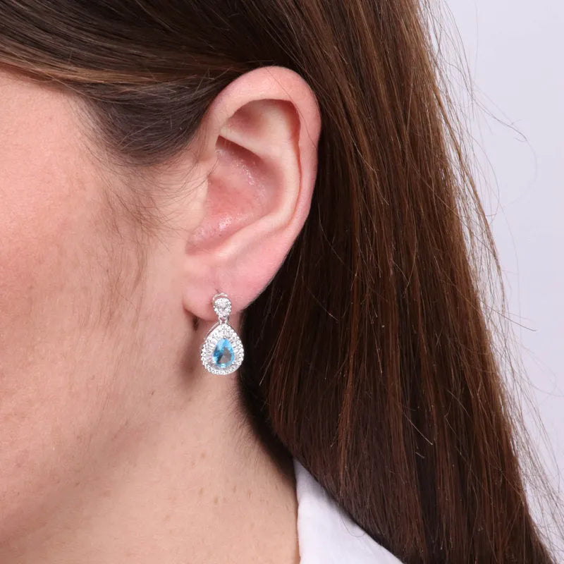 Orecchini in Argento 925 ovale con zircone acqua