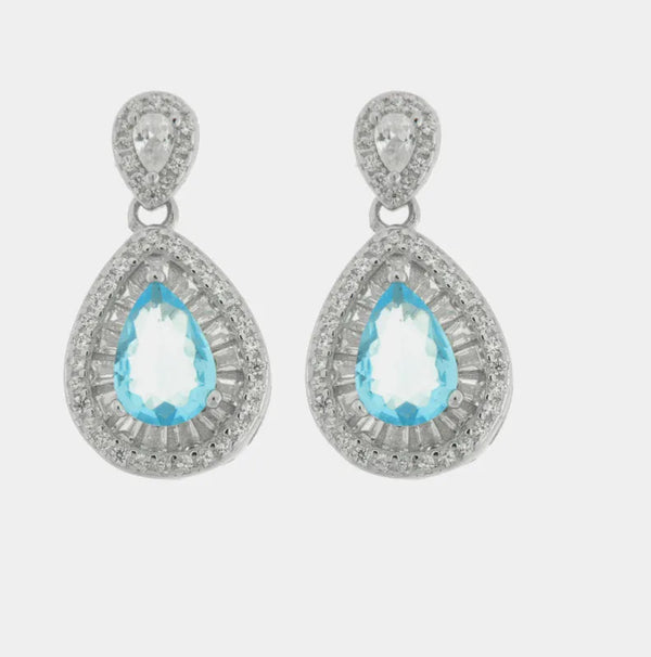 Orecchini in Argento 925 ovale con zircone acqua - BYSIMON gioielli