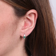 Orecchini in Argento 925 cerchio con fiore verde