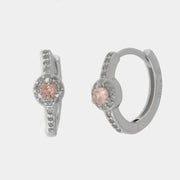 Orecchini in Argento 925 cerchio con zircone rosa