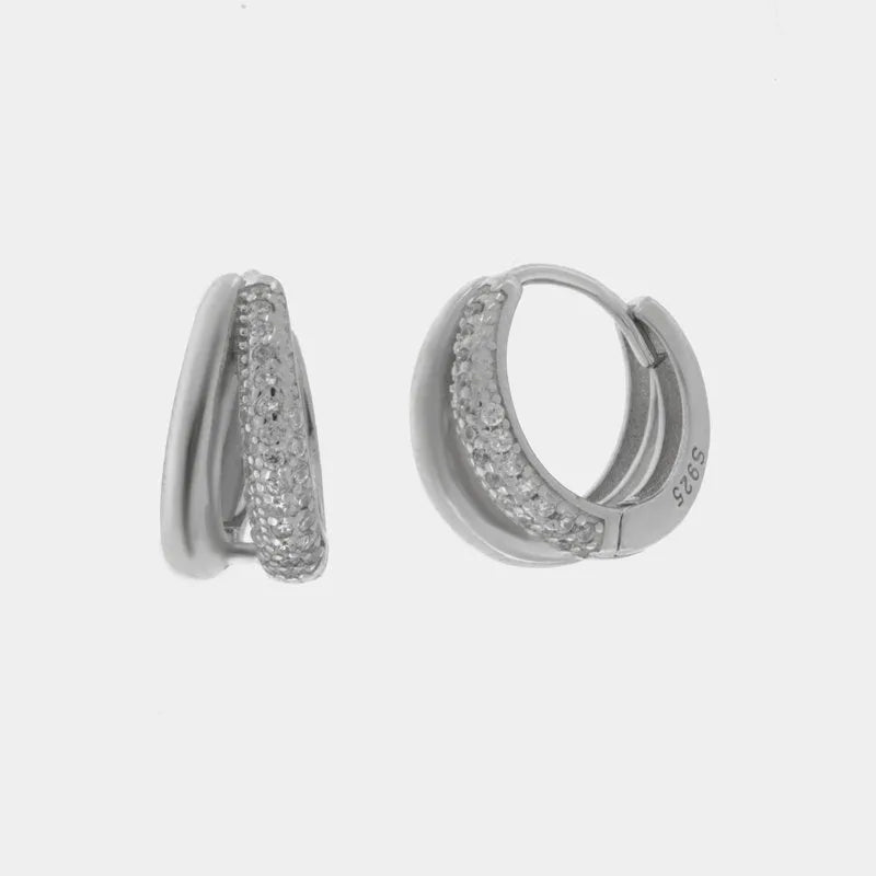 Orecchini in Argento 925 ovali con zirconi