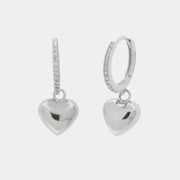 Orecchini in Argento 925 a cerchio con cuore pendente