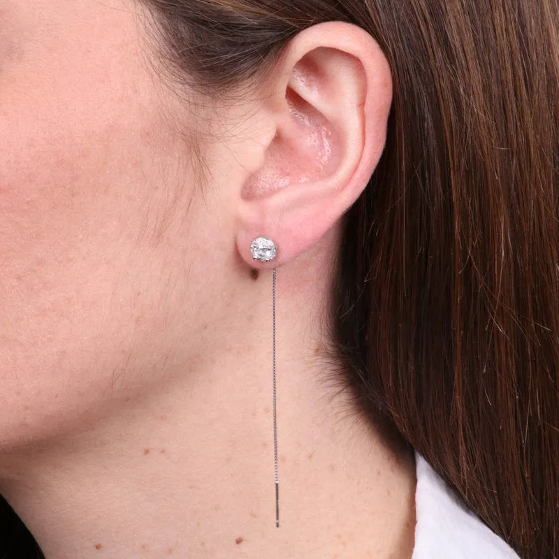 Orecchini in Argento 925 saliscedi con punto luce