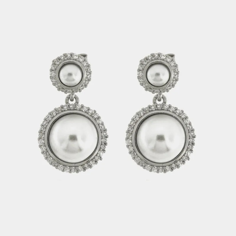 Orecchini in Argento 925 con perle impreziosite da zirconi