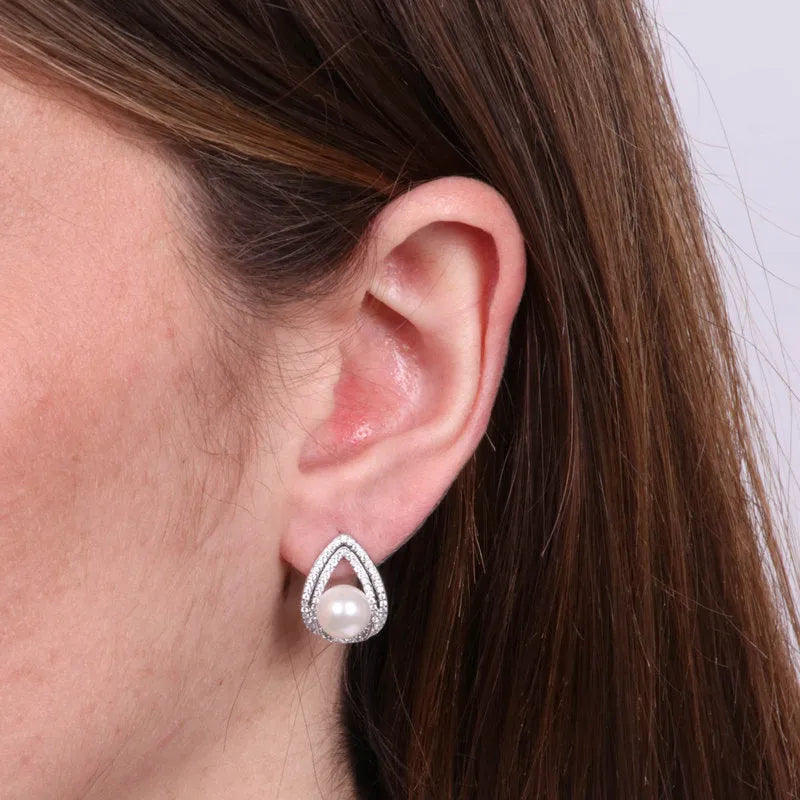 Orecchini in Argento 925 con perla impreziosita da zirconi