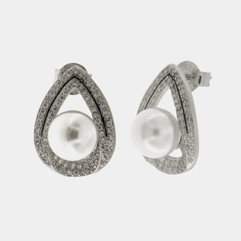 Orecchini in Argento 925 con perla impreziosita da zirconi