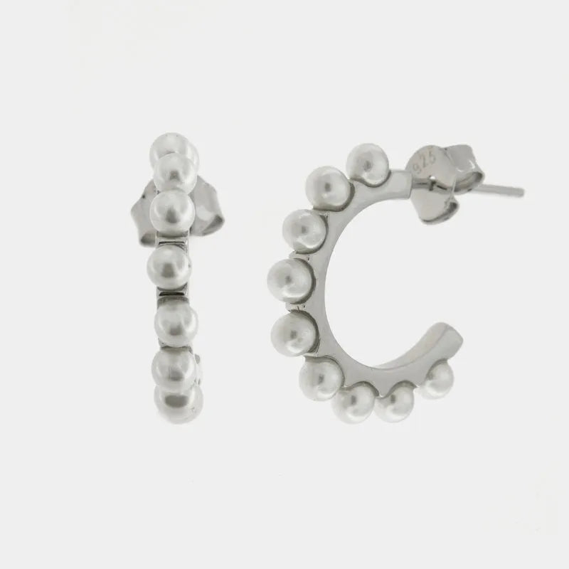 Orecchini in Argento 925 semi cerchio con perle