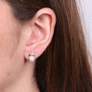 Orecchini in Argento 925 perla con fiocco a lobo