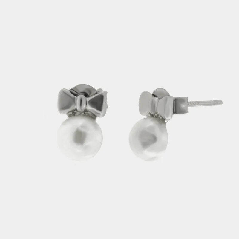 Orecchini in Argento 925 perla con fiocco a lobo