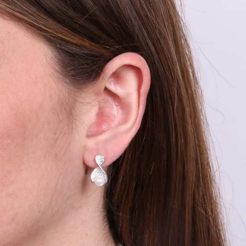 Orecchini in Argento 925 perla con zirconi