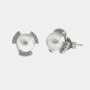 Orecchini in Argento 925 con perla e zirconi a lobo