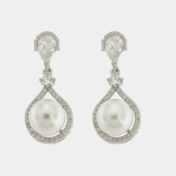 Orecchini argento 925 con perle pendenti - BYSIMON gioielli