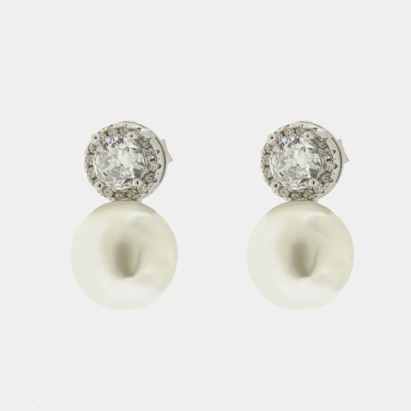 Orecchini in Argento 925 punto luce e perla a lobo - BYSIMON gioielli