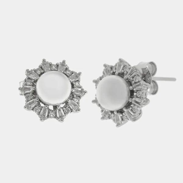 Orecchini argento 925 con perla impreziosita da zirconi - BYSIMON gioielli