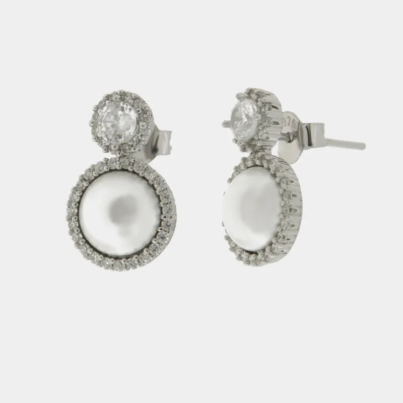 Orecchini in Argento 925 con perla e zirconi a lobo
