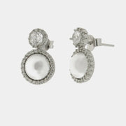 Orecchini in Argento 925 con perla e zirconi a lobo