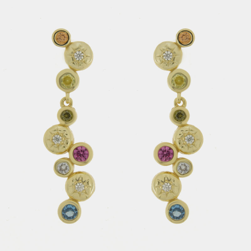 Orecchini in Argento 925 con zirconi pendenti colorati SIMEONE - gioiello BySimon