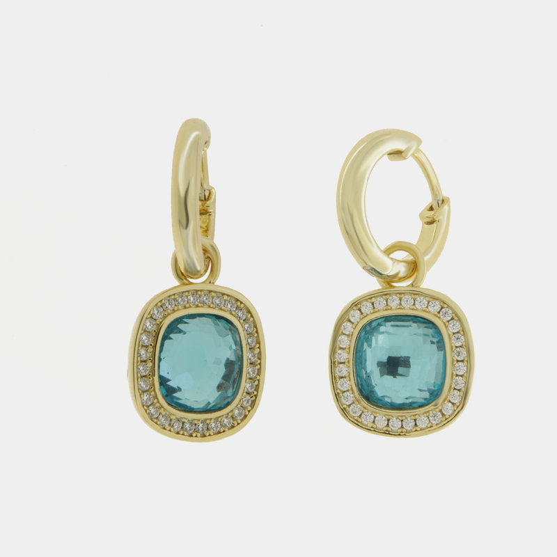 Orecchini in Argento 925 a cerchio con zircone blu SIMEONE - gioiello BySimon