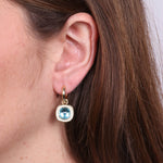Orecchini in Argento 925 a cerchio con zircone blu SIMEONE - gioiello BySimon