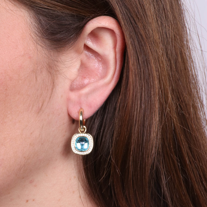Orecchini in Argento 925 a cerchio con zircone blu SIMEONE - gioiello BySimon