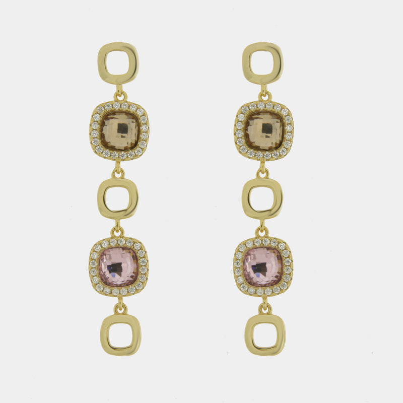 Orecchini in Argento 925 con zirconi quadrati pendenti SIMEONE - gioiello BySimon