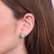 Orecchini in Argento 925 cuore verde a lobo