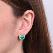 Orecchini in Argento 925 cuore verde a lobo