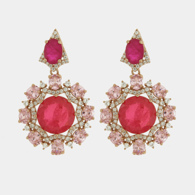 Orecchini in Argento 925 con zirconi rossi e rosa SIMEONE - gioiello BySimon