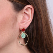 Orecchini in Argento 925 con zirconi rossi e verdi