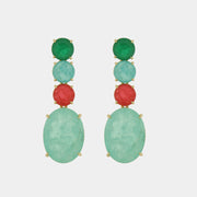 Orecchini in Argento 925 con zirconi verdi e rossi