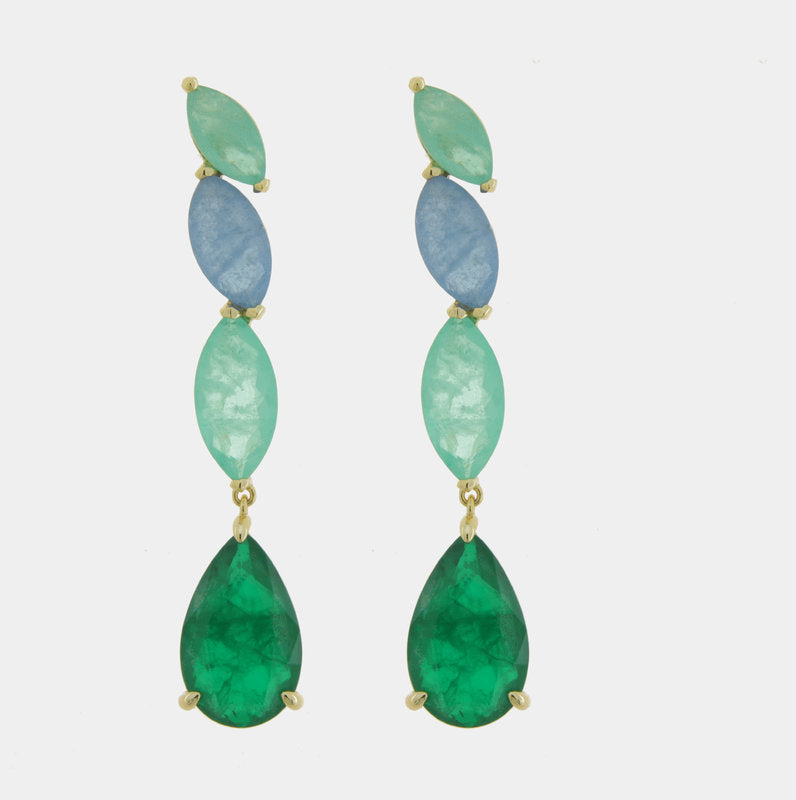 Orecchini in Argento 925 con zirconi verdi e blu SIMEONE - gioiello BySimon