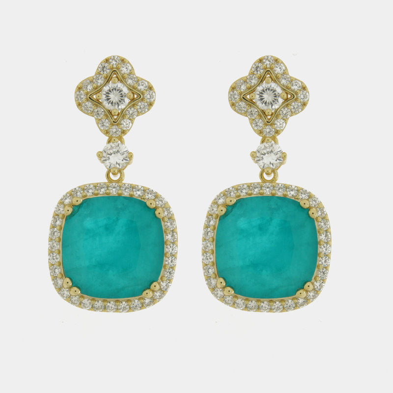 Orecchini in Argento 925 con zircone verde e fiore a lobo SIMEONE - gioiello BySimon