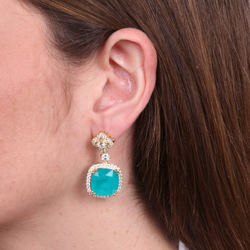 Orecchini in Argento 925 con zircone verde e fiore a lobo SIMEONE - gioiello BySimon