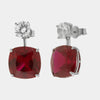 Orecchini in Argento 925 quadrato con zircone rosso e punto luce a lobo