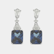 Orecchini in Argento 925 con zircone blu rettangolare