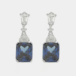 Orecchini in Argento 925 con zircone blu rettangolare SIMEONE - gioiello BySimon
