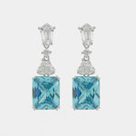 Orecchini in Argento 925 con zircone acqua rettangolare SIMEONE - gioiello BySimon