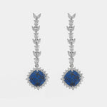 Orecchini in Argento 925 con zircone blu pendente SIMEONE - gioiello BySimon