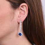 Orecchini in Argento 925 con zircone blu pendente SIMEONE - gioiello BySimon