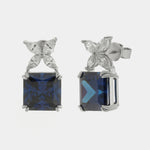 Orecchini in Argento 925 quadrato con zircone blu SIMEONE - gioiello BySimon