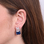 Orecchini in Argento 925 quadrato con zircone blu SIMEONE - gioiello BySimon