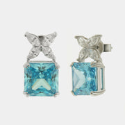 Orecchini in Argento 925  quadrato con zircone acqua